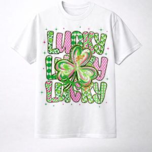 St Patricks Day Lucky Lucky Lucky 4 Leaf Clover Tee