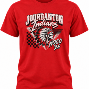Jordanton Indians Checkerd & Triangle HOCO 2026 School Spirit T-Shirt